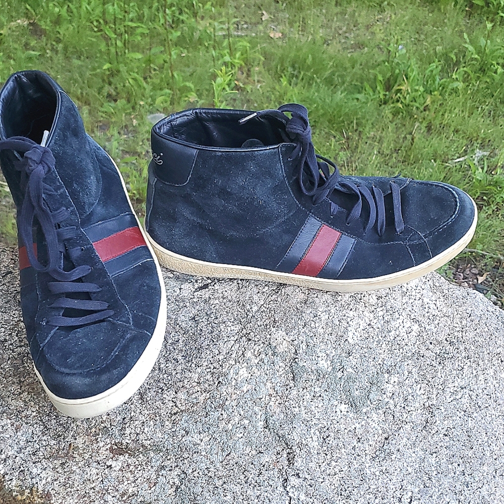 Gucci Suede High Top Blue and Red Sneakers Athletic Style Men's Size 11.5